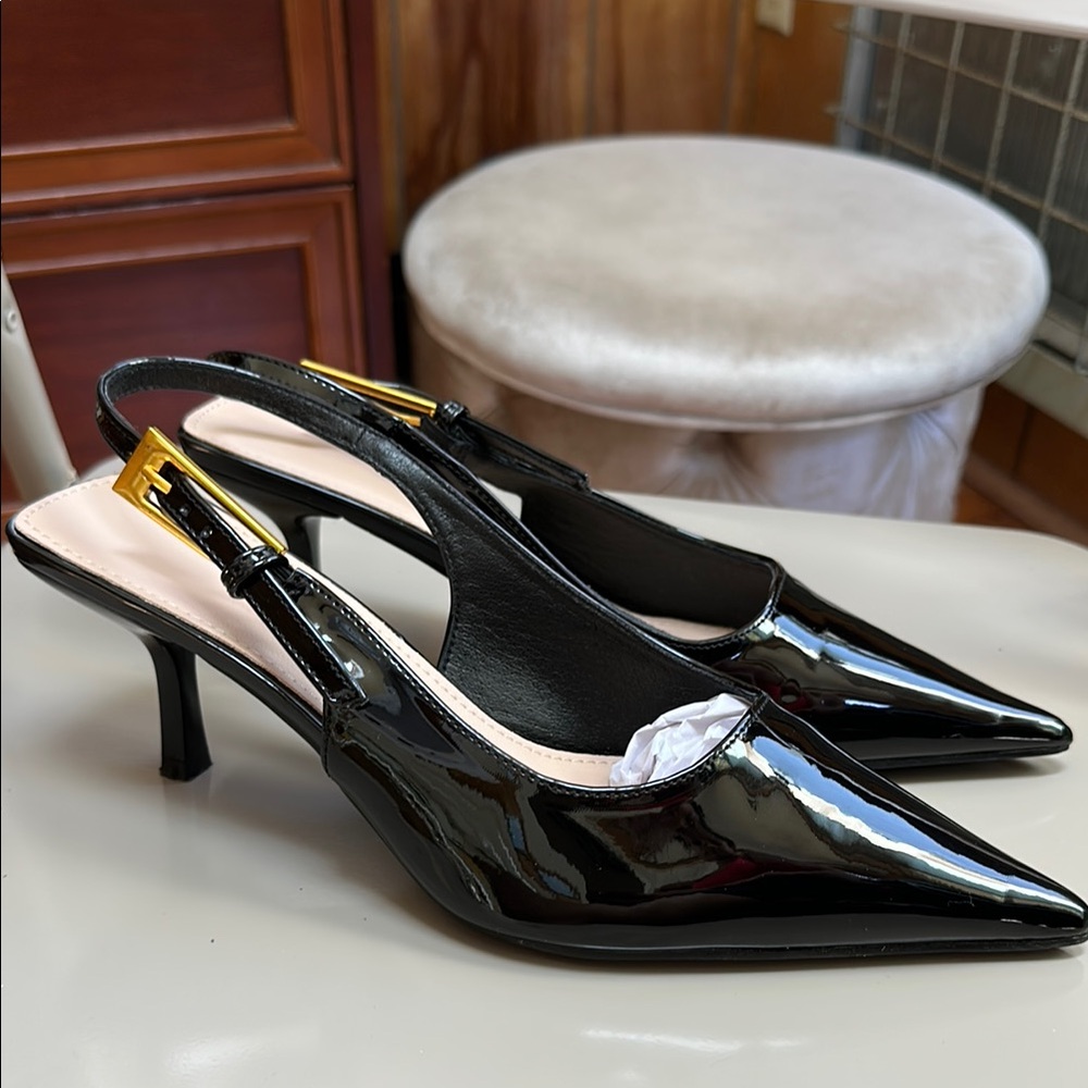 Elegant Black Slingback Heels